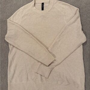 Lululemon Men's Cream Textured Crewneck Sweater